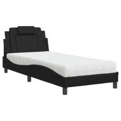 vidaXL Cama con colchón cuero sintético negro 80x200 cm