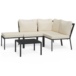 vidaXL Juego de muebles de jardín 5 piezas acero y cojines color arena