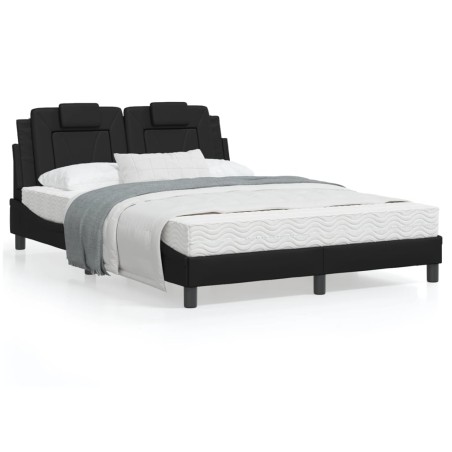 vidaXL Cama con colchón cuero sintético negro 120x200 cm