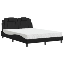 vidaXL Cama con colchón cuero sintético negro 120x200 cm