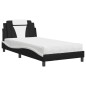 vidaXL Cama con colchón cuero sintético negro y blanco 100x200 cm