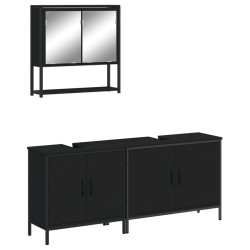 vidaXL Juego de muebles de baño 3 pzas madera contrachapada negro