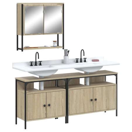 vidaXL Set de muebles de baño 3 pzas madera contrachapada roble Sonoma