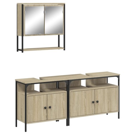 vidaXL Set de muebles de baño 3 pzas madera contrachapada roble Sonoma