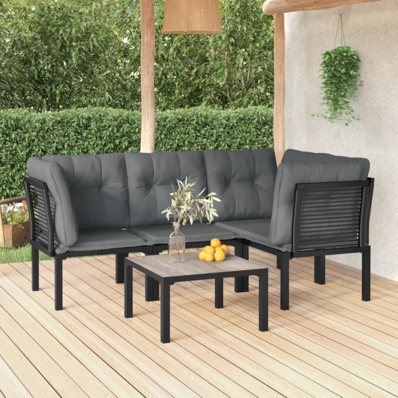vidaXL Juego de muebles de jardín 5 pzas ratán sintético negro y gris vidaXL Juego de muebles de jardín 5 pzas ratán sintético negro y gris