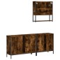 vidaXL Set de muebles baño 3 pzas madera contrachapada roble ahumado vidaXL Set de muebles baño 3 pzas madera contrachapada roble ahumado