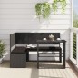 vidaXL Sofá de jardín en forma de L con mesa y cojines ratán PE negro vidaXL Sofá de jardín en forma de L con mesa y cojines ratán PE negro