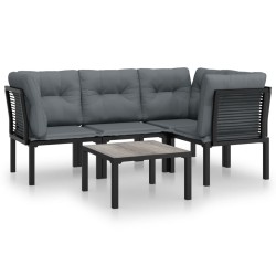 vidaXL Juego de muebles de jardín 5 pzas ratán sintético negro y gris