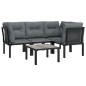 vidaXL Juego de muebles de jardín 5 pzas ratán sintético negro y gris vidaXL Juego de muebles de jardín 5 pzas ratán sintético negro y gris