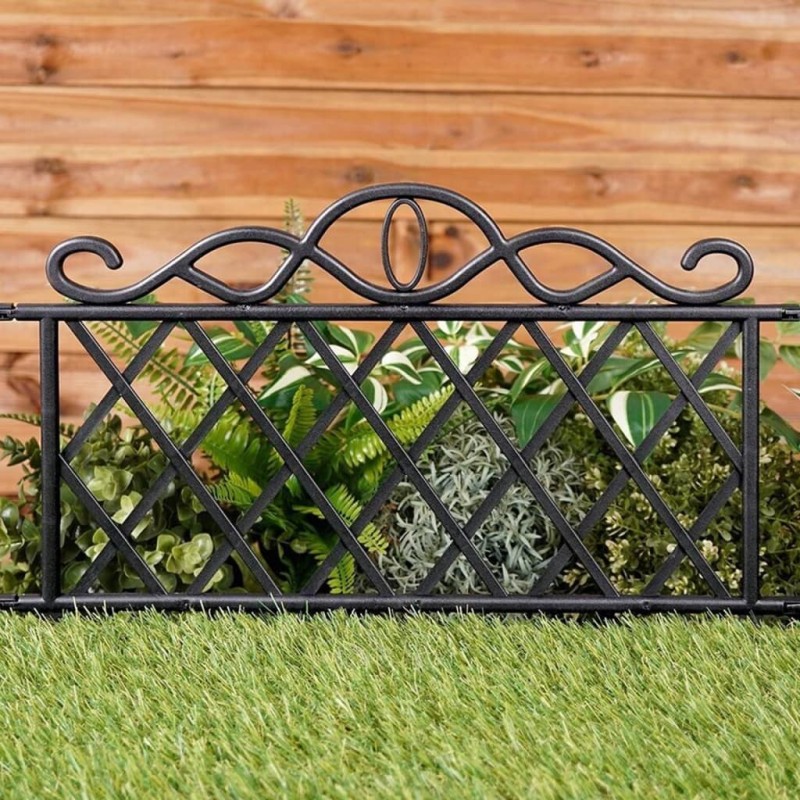 ProGarden Valla de jardín decorativa 5 unidades PP negro 48x34 cm ProGarden Valla de jardín decorativa 5 unidades PP negro 48x34 cm