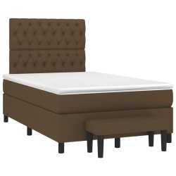 vidaXL Cama box spring con colchón tela marrón oscuro 120x190 cm
