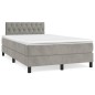 vidaXL Cama box spring colchón y LED terciopelo gris claro 120x190 cm vidaXL Cama box spring colchón y LED terciopelo gris claro 120x190 cm