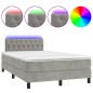 vidaXL Cama box spring colchón y LED terciopelo gris claro 120x190 cm vidaXL Cama box spring colchón y LED terciopelo gris claro 120x190 cm