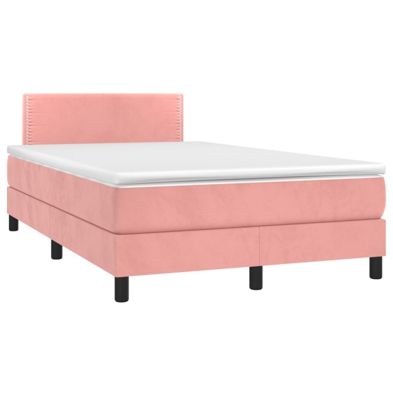 vidaXL Cama box spring con colchón y LED terciopelo rosa 120x190 cm vidaXL Cama box spring con colchón y LED terciopelo rosa 120x190 cm