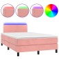 vidaXL Cama box spring con colchón y LED terciopelo rosa 120x190 cm vidaXL Cama box spring con colchón y LED terciopelo rosa 120x190 cm