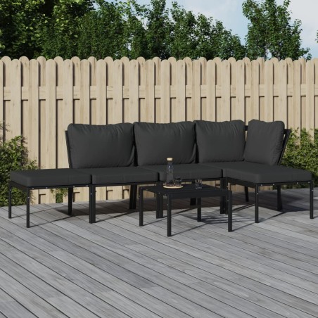 vidaXL Juego de muebles de jardín 6 piezas acero con cojines gris