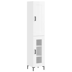 vidaXL Aparador alto madera contrachapada blanco brillo 34,5x34x180 cm
