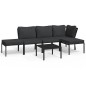 vidaXL Juego de muebles de jardín 6 piezas acero con cojines gris