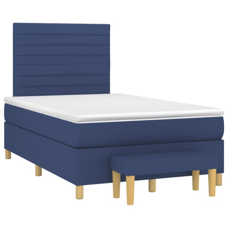 vidaXL Cama box spring con colchón tela azul 120x190 cm vidaXL Cama box spring con colchón tela azul 120x190 cm