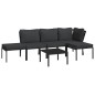vidaXL Juego de muebles de jardín 6 piezas acero con cojines gris