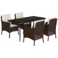 vidaXL Set comedor de jardín 5 piezas y cojines ratán sintético marrón vidaXL Set comedor de jardín 5 piezas y cojines ratán sintético marrón