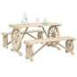 vidaXL Juego de comedor de jardín 3 piezas madera maciza de abeto vidaXL Juego de comedor de jardín 3 piezas madera maciza de abeto