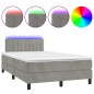 vidaXL Cama box spring colchón y LED terciopelo gris claro 120x190 cm vidaXL Cama box spring colchón y LED terciopelo gris claro 120x190 cm