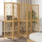 vidaXL Biombo separador de 5 paneles madera maciza paulownia marrón vidaXL Biombo separador de 5 paneles madera maciza paulownia marrón
