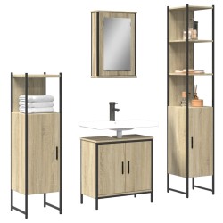 vidaXL Juego de muebles de baño 4 pzas contrachapada roble Sonoma