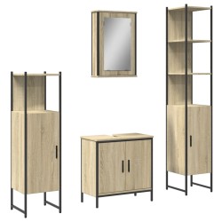 vidaXL Juego de muebles de baño 4 pzas contrachapada roble Sonoma