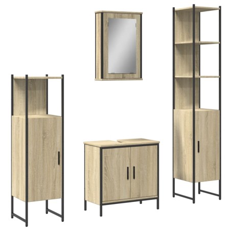 vidaXL Juego de muebles de baño 4 pzas contrachapada roble Sonoma