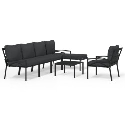 vidaXL Juego de muebles de jardín 7 piezas acero con cojines gris