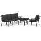 vidaXL Juego de muebles de jardín 7 piezas acero con cojines gris vidaXL Juego de muebles de jardín 7 piezas acero con cojines gris