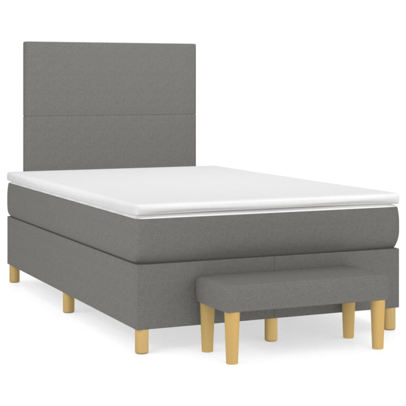 vidaXL Cama box spring con colchón tela gris oscuro 120x190 cm vidaXL Cama box spring con colchón tela gris oscuro 120x190 cm