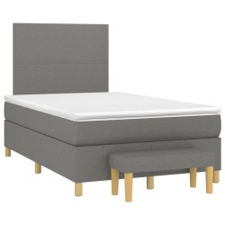 vidaXL Cama box spring con colchón tela gris oscuro 120x190 cm