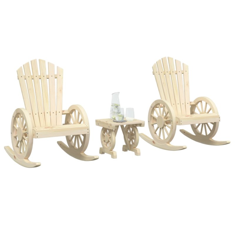 vidaXL Juego de muebles de jardín 3 piezas madera maciza de abeto vidaXL Juego de muebles de jardín 3 piezas madera maciza de abeto