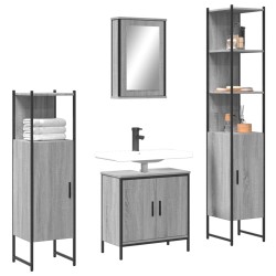 vidaXL Set de muebles de baño 4 pzas madera contrachapada gris sonoma