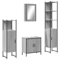 vidaXL Set de muebles de baño 4 pzas madera contrachapada gris sonoma