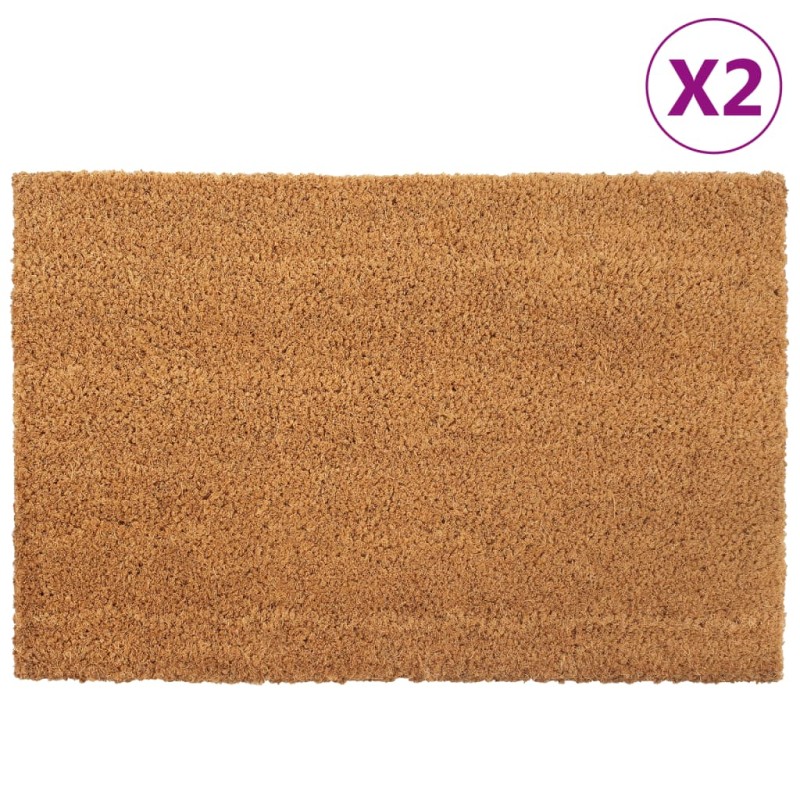 vidaXL Felpudos 2 unidades fibra de coco natural 40x60 cm vidaXL Felpudos 2 unidades fibra de coco natural 40x60 cm