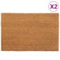 vidaXL Felpudos 2 unidades fibra de coco natural 40x60 cm vidaXL Felpudos 2 unidades fibra de coco natural 40x60 cm