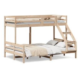 vidaXL Litera de madera maciza de pino 90x200/140x200 cm