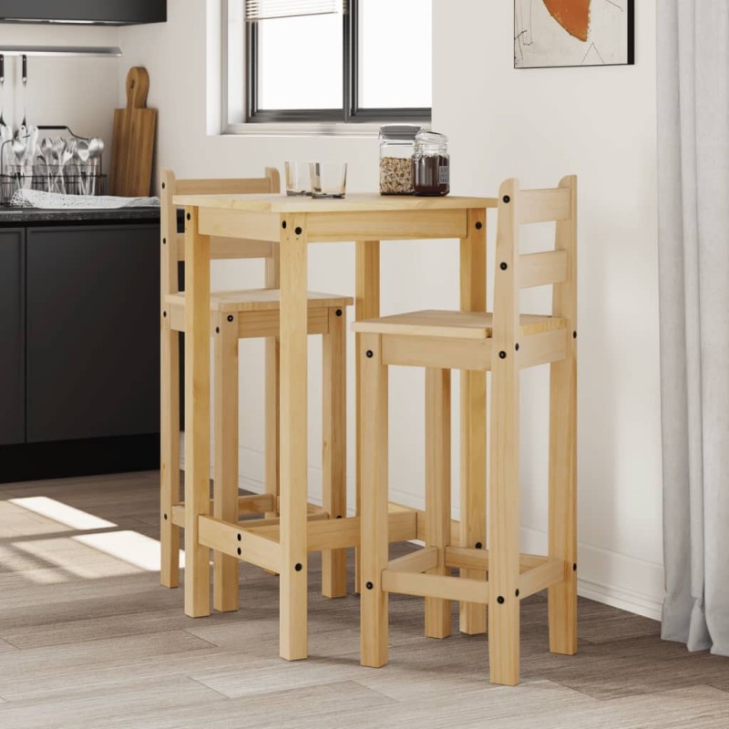 vidaXL Set de mesa alta y taburetes de bar 3 pzas madera maciza pino vidaXL Set de mesa alta y taburetes de bar 3 pzas madera maciza pino