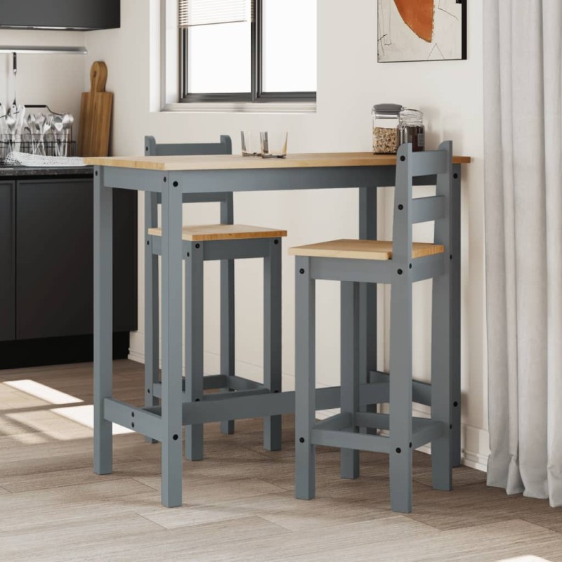 vidaXL Set de bar 3 piezas madera maciza de pino gris vidaXL Set de bar 3 piezas madera maciza de pino gris