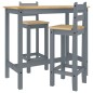vidaXL Set de bar 3 piezas madera maciza de pino gris vidaXL Set de bar 3 piezas madera maciza de pino gris
