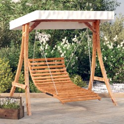 vidaXL Tumbona columpio con toldo madera maciza abeto acabado de teca
