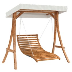 vidaXL Tumbona columpio con toldo madera maciza abeto acabado de teca