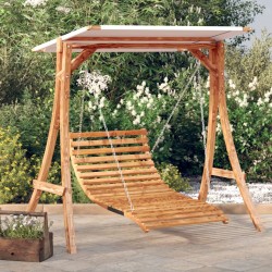 vidaXL Tumbona columpio con toldo madera maciza abeto acabado de teca