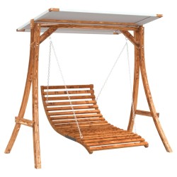 vidaXL Tumbona columpio con toldo madera maciza abeto acabado de teca