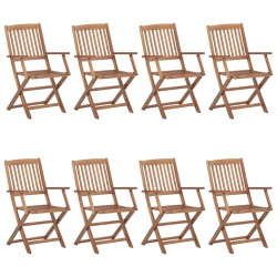 vidaXL Sillas de jardín plegables 8 uds y cojines madera maciza acacia