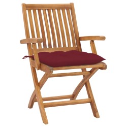 vidaXL Sillas de jardín plegables 6 uds madera maciza teca con cojines
